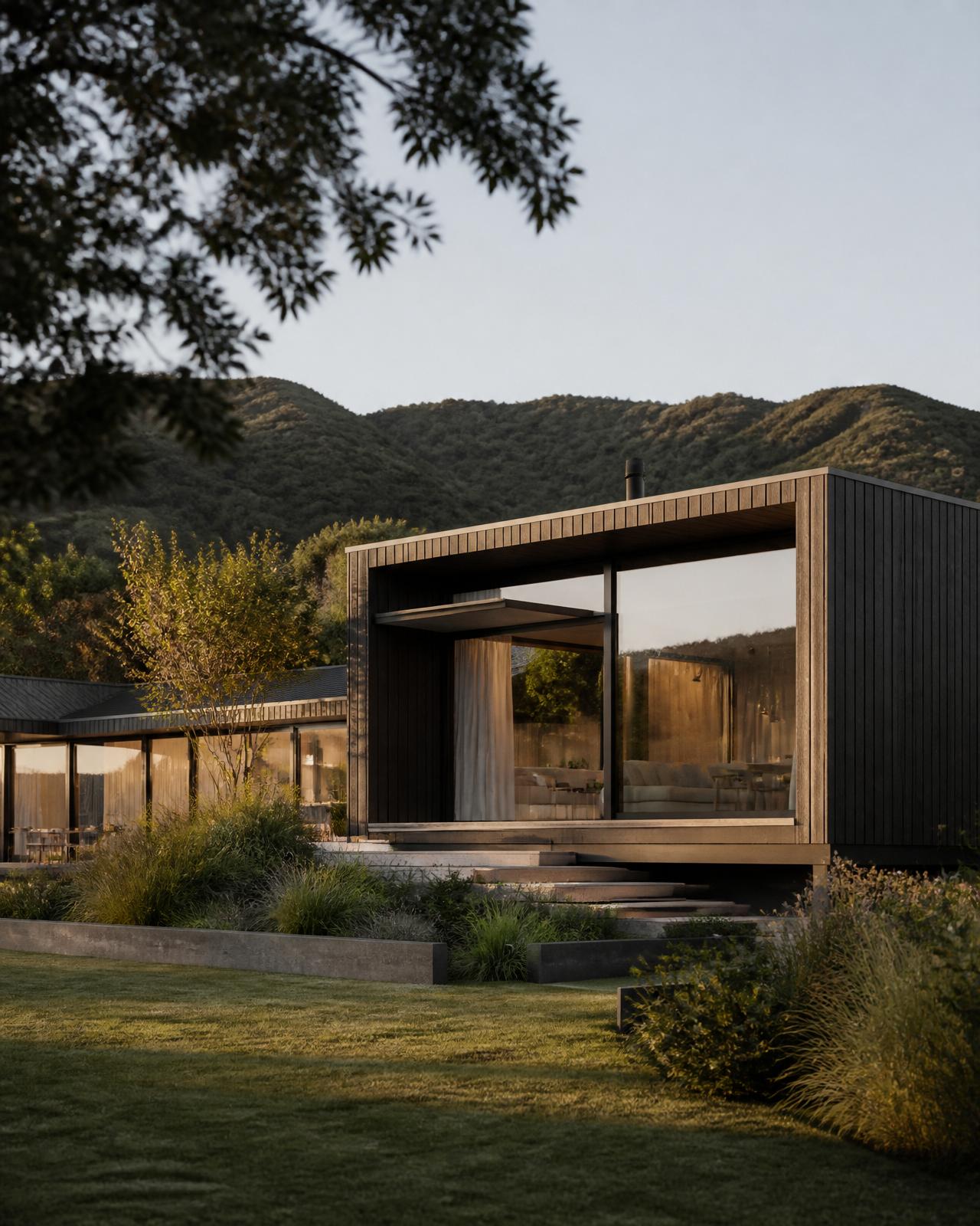 Modern Australian home at golden hour